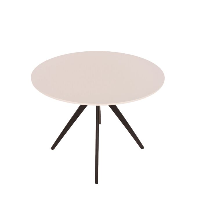 Aspen Round Dining Table, White Painted Top With Black Pedestal Leg Frame