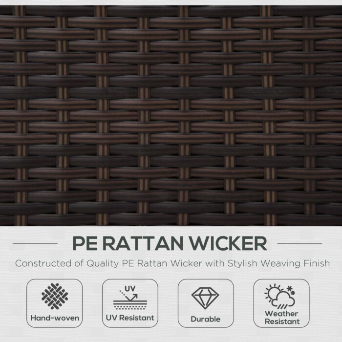 Outsunny 1 Seater Rattan Garden All-weather Wicker Weave Single Sofa Armchair With Fire Resistant Cushion - Brown