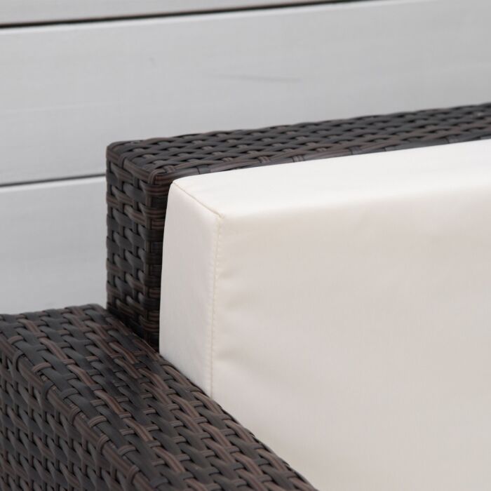 Outsunny 1 Seater Rattan Garden All-weather Wicker Weave Single Sofa Armchair With Fire Resistant Cushion - Brown