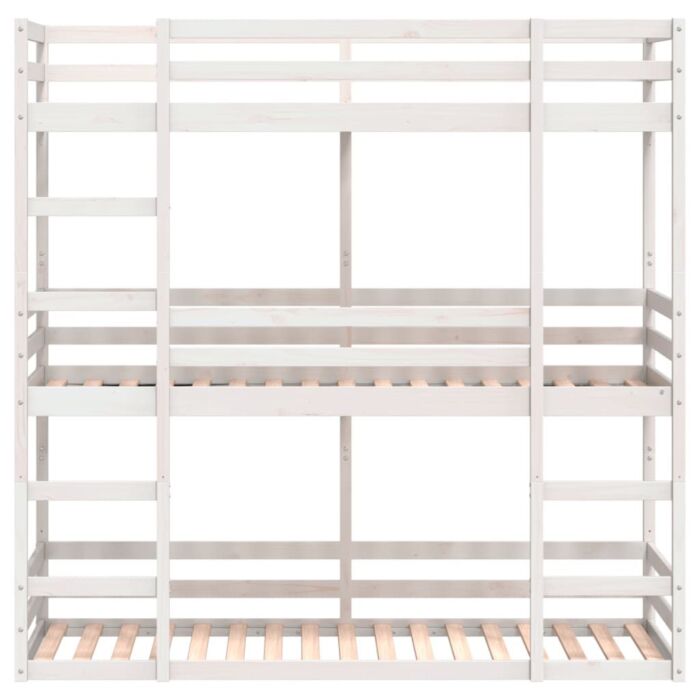 Vidaxl Tripe Bunk Bed White 80x200 Cm Solid Wood Pine