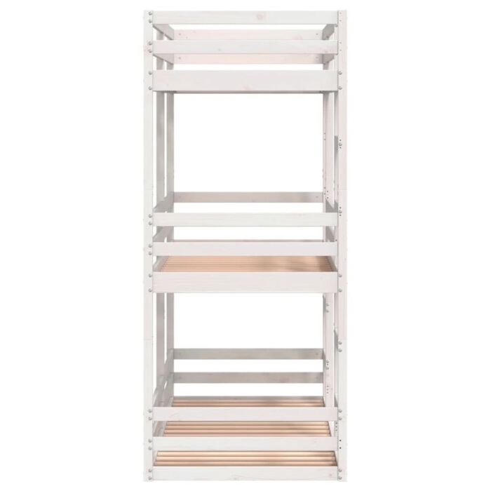 Vidaxl Tripe Bunk Bed White 80x200 Cm Solid Wood Pine