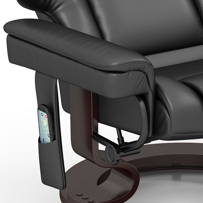 Homcom Massage Recliner Chair With Footstool, Upholstered Reclining Armchair With Adjustable Backrest, Steel Frame And Wood Base, Swivel Chair For Living Room, Bedroom, Black