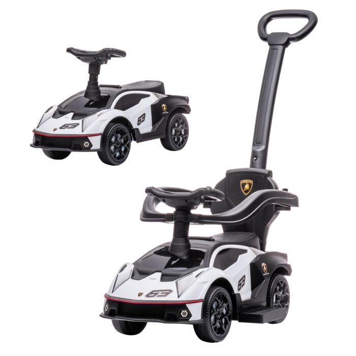 Aiyaplay 2 In 1 Baby Push Along Car Ride On Cars Sliding Car Essenza Scv12 Licensed For Toddler W/ Horn Engine Sound, White