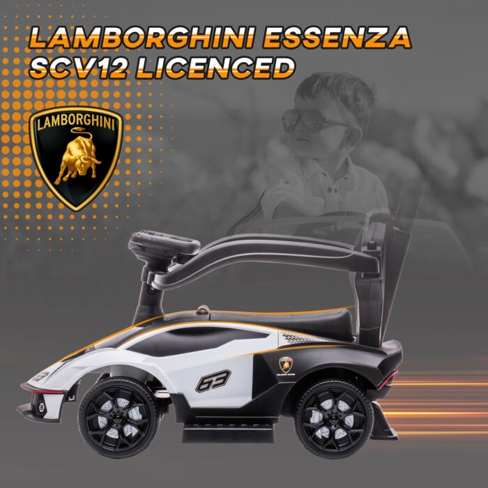 Aiyaplay 2 In 1 Baby Push Along Car Ride On Cars Sliding Car Essenza Scv12 Licensed For Toddler W/ Horn Engine Sound, White