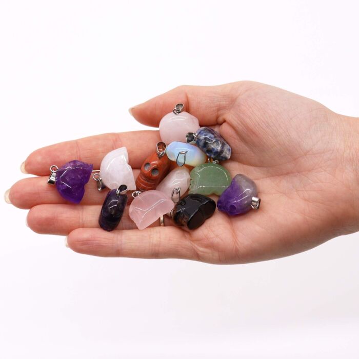 Gemstone Mini Skulls Pendant 20x15mm
