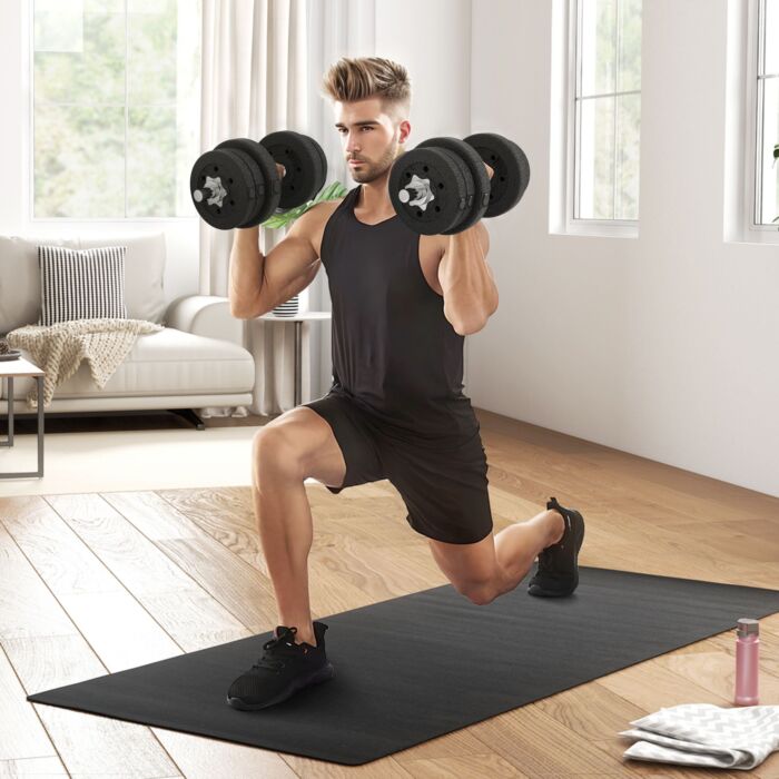 Homcom 25kg Adjustable Weights Dumbbells Set, Dumbbell Hand Weights For Home Office Gym Body Fitness Lifting Training, Black