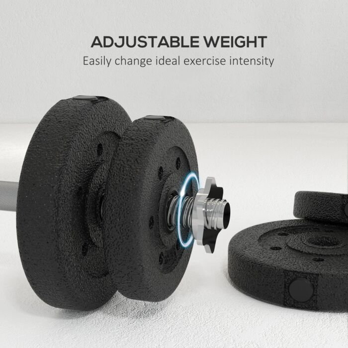 Homcom 25kg Adjustable Weights Dumbbells Set, Dumbbell Hand Weights For Home Office Gym Body Fitness Lifting Training, Black