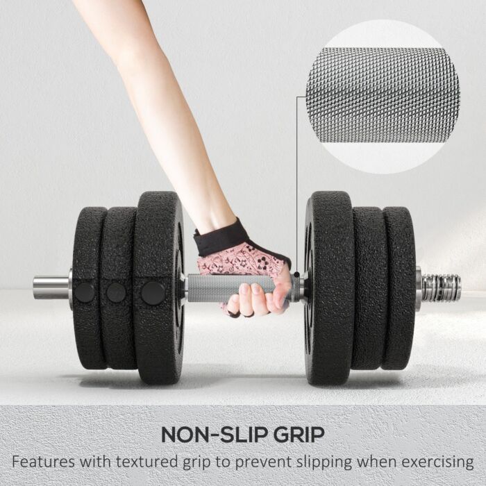 Homcom 25kg Adjustable Weights Dumbbells Set, Dumbbell Hand Weights For Home Office Gym Body Fitness Lifting Training, Black