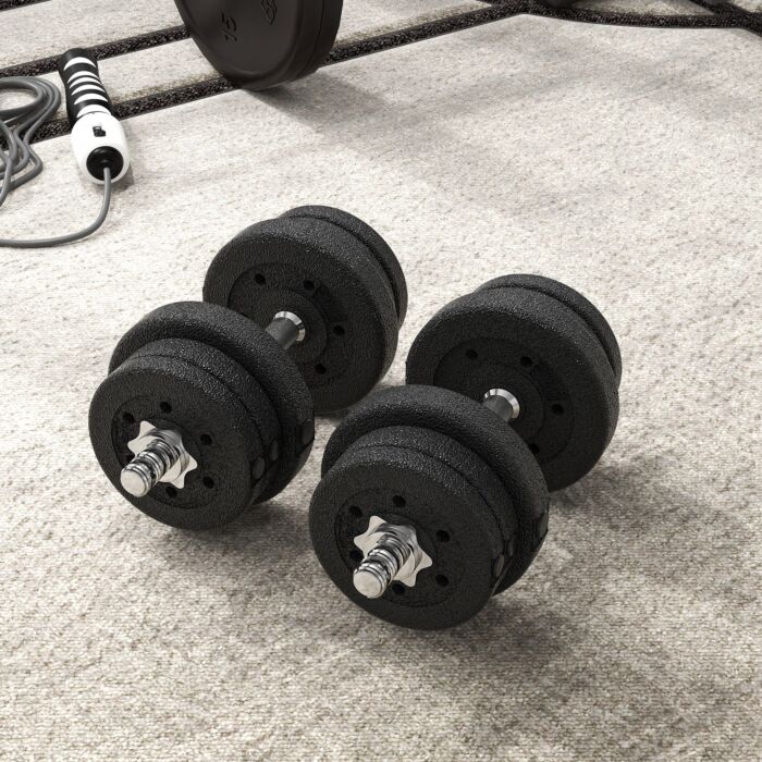 Homcom 25kg Adjustable Weights Dumbbells Set, Dumbbell Hand Weights For Home Office Gym Body Fitness Lifting Training, Black