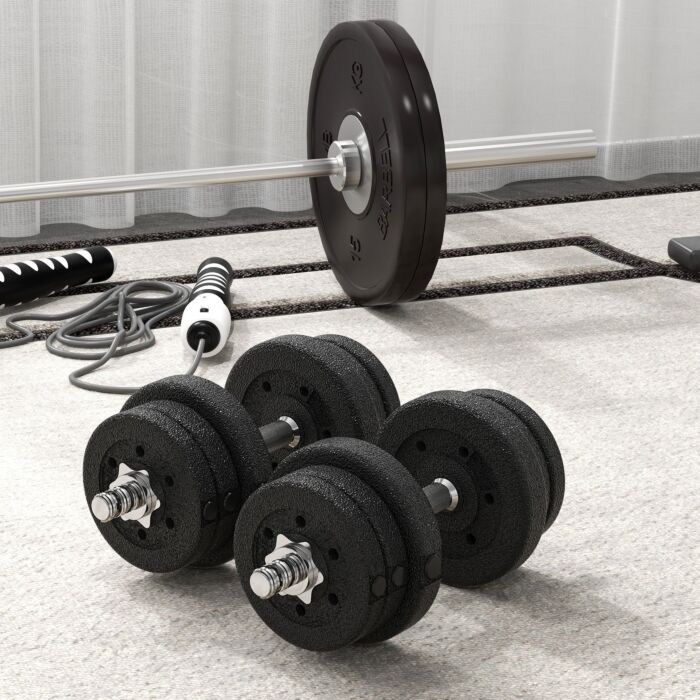 Homcom 25kg Adjustable Weights Dumbbells Set, Dumbbell Hand Weights For Home Office Gym Body Fitness Lifting Training, Black