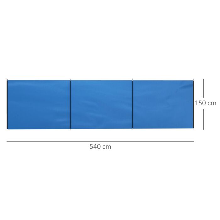 Outsunny 5 Pole Camping Windbreaks, Beach Wind Shield Shelter With Carry Bag And Steel Poles, Outdoor Caravan Privacy Shield, 540cm X 150cm