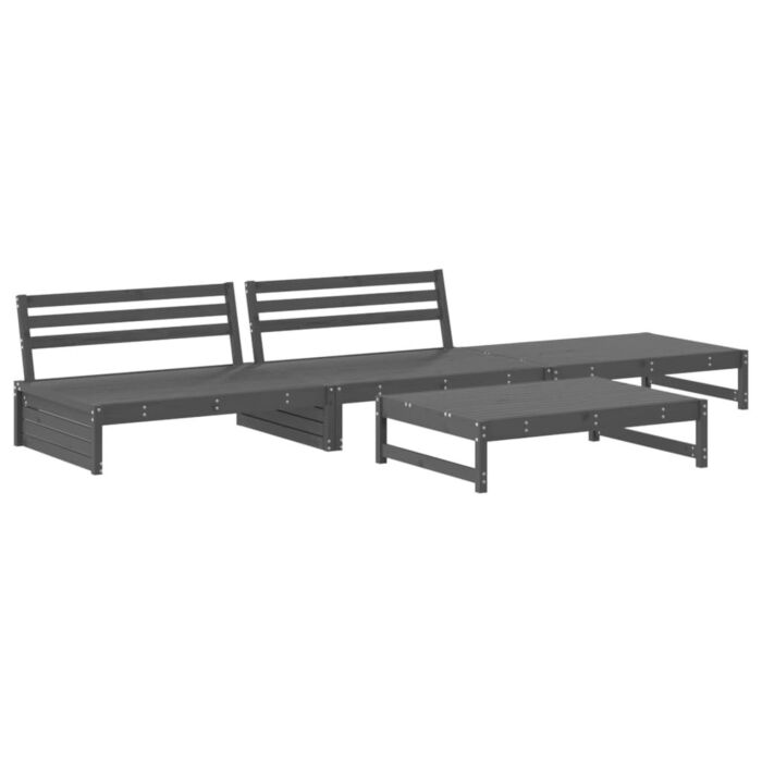 Vidaxl 4 Piece Garden Lounge Set Grey Solid Wood Pine