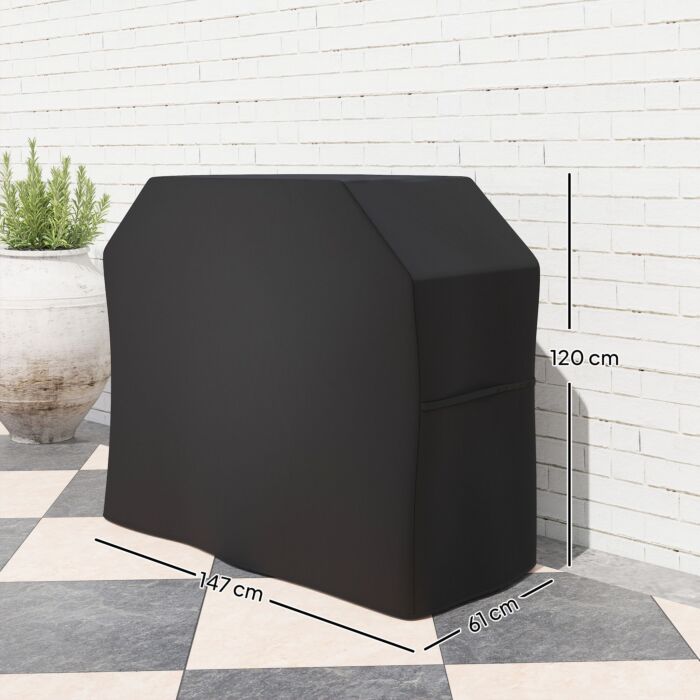 Outsunny 147 X 61cm Plastic Coated Protective Grill Cover - Black