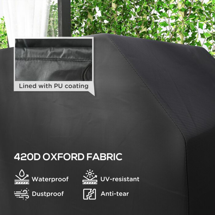 Outsunny 147 X 61cm Plastic Coated Protective Grill Cover - Black