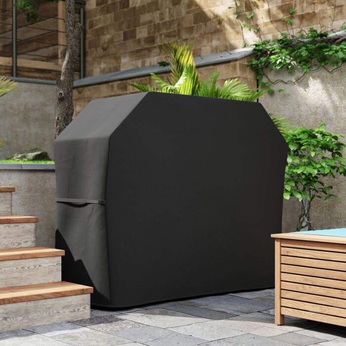 Outsunny 147 X 61cm Plastic Coated Protective Grill Cover - Black