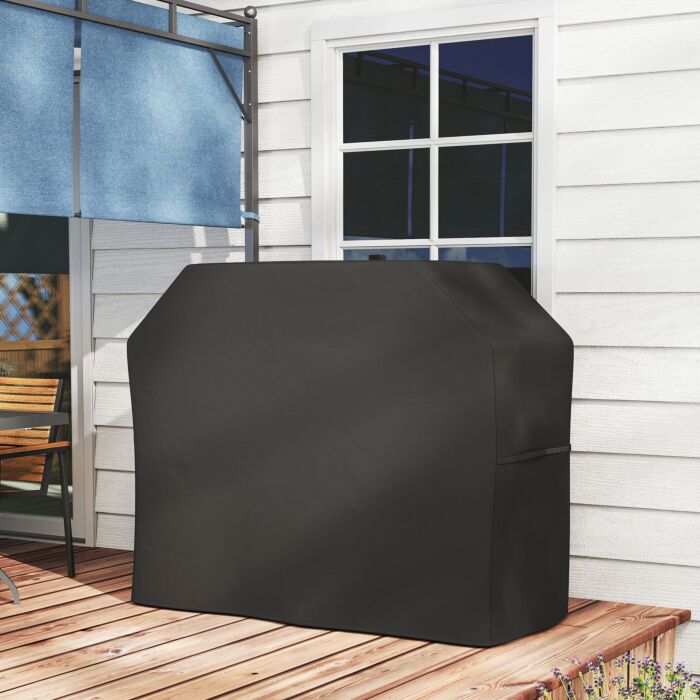 Outsunny 147 X 61cm Plastic Coated Protective Grill Cover - Black