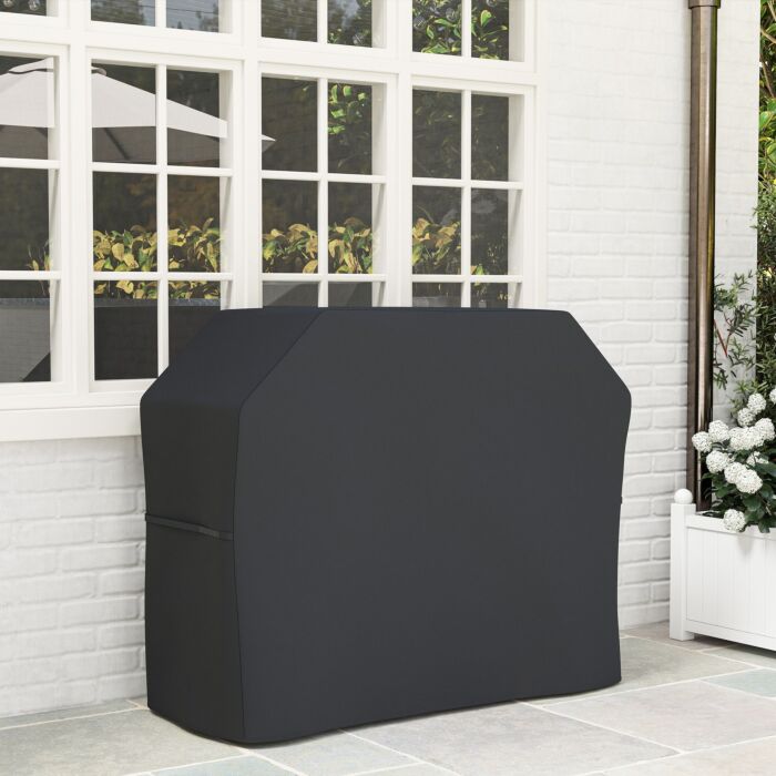 Outsunny 147 X 61cm Plastic Coated Protective Grill Cover - Black