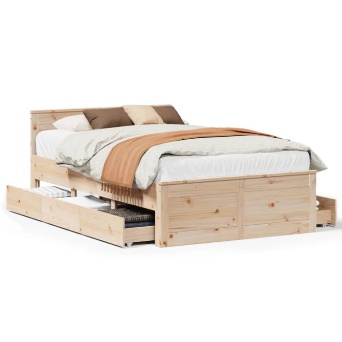 Vidaxl Bed Frame Without Mattress With Headboard 120x200 Cm Solid Wood Pine