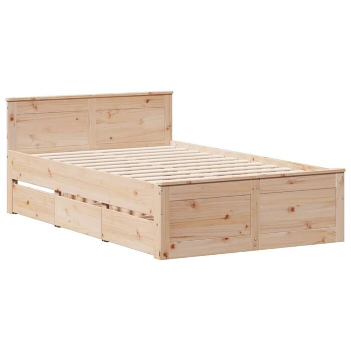 Vidaxl Bed Frame Without Mattress With Headboard 120x200 Cm Solid Wood Pine