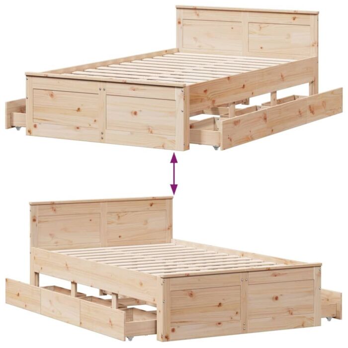 Vidaxl Bed Frame Without Mattress With Headboard 120x200 Cm Solid Wood Pine
