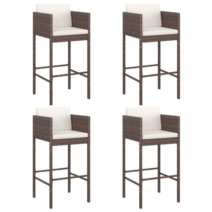 Vidaxl 5 Piece Garden Bar Set With Cushions Brown Poly Rattan