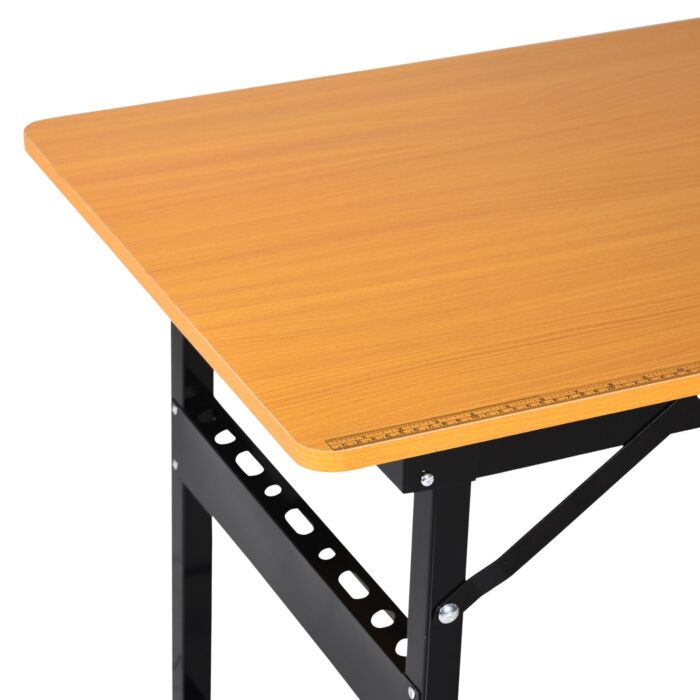 Homcom Foldable Garage Work Bench, Craft Table Mdf Workstation, Heavy-duty Steel Frame With Ruler, Protractor