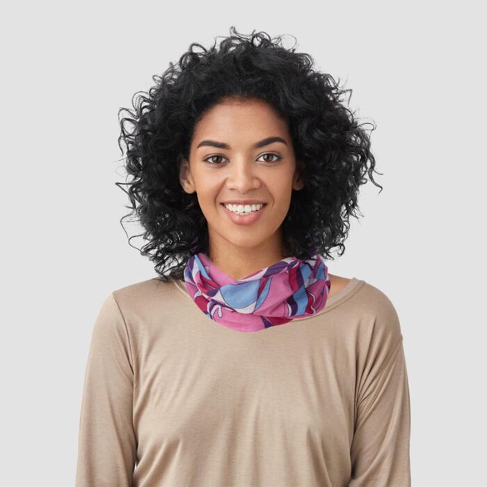 Pink Patterned Neck Scarf Face Covering