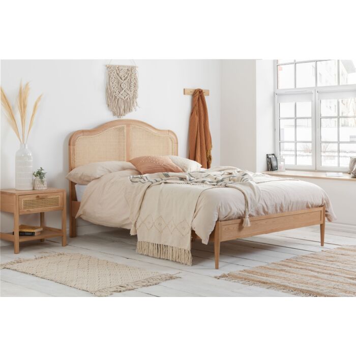 Leonie Double Rattan Bed Oak