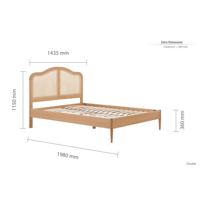 Leonie Double Rattan Bed Oak