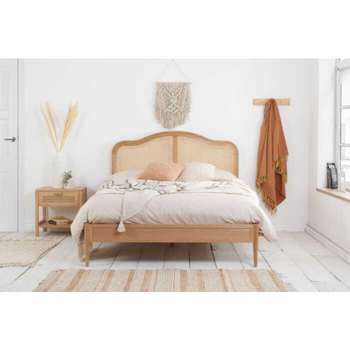 Leonie Double Rattan Bed Oak