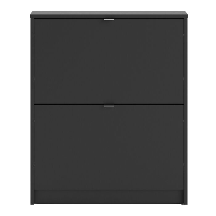 Shoes Shoe Cabinet W. 2 Tilting Doors And 1 Layer In Matt Black