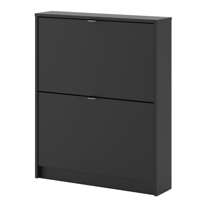 Shoes Shoe Cabinet W. 2 Tilting Doors And 1 Layer In Matt Black