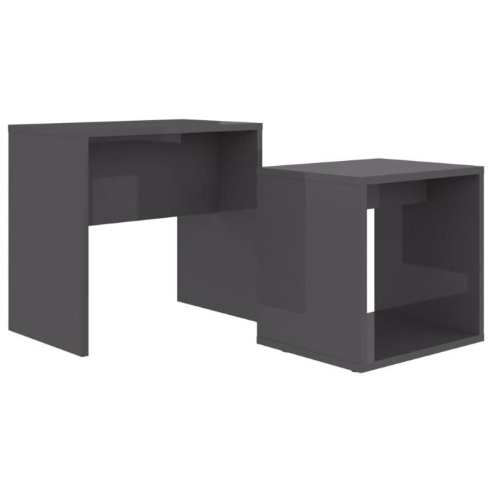 Vidaxl Coffee Table Set High Gloss Grey 48x30x45 Cm Engineered Wood