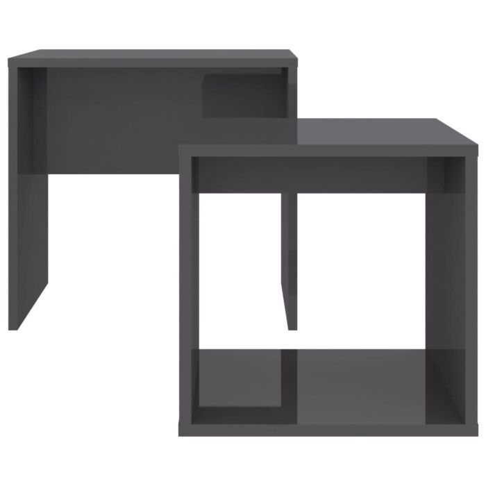 Vidaxl Coffee Table Set High Gloss Grey 48x30x45 Cm Engineered Wood