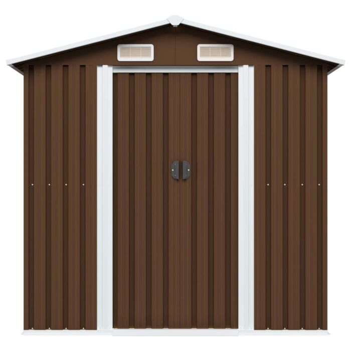 Vidaxl Garden Storage Shed Brown 204x132x186 Cm Steel