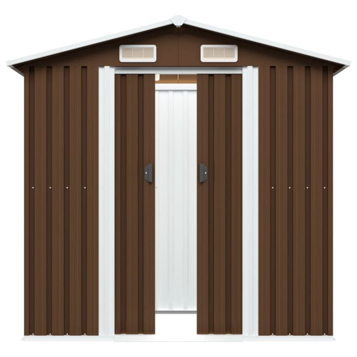 Vidaxl Garden Storage Shed Brown 204x132x186 Cm Steel