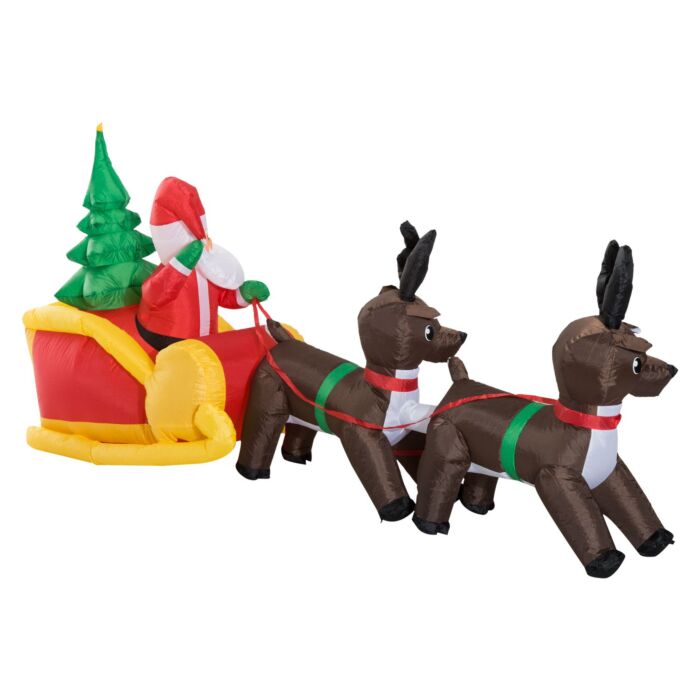 Homcom Inflatable Self-inflating Santa Sleigh Reindeer Christmas