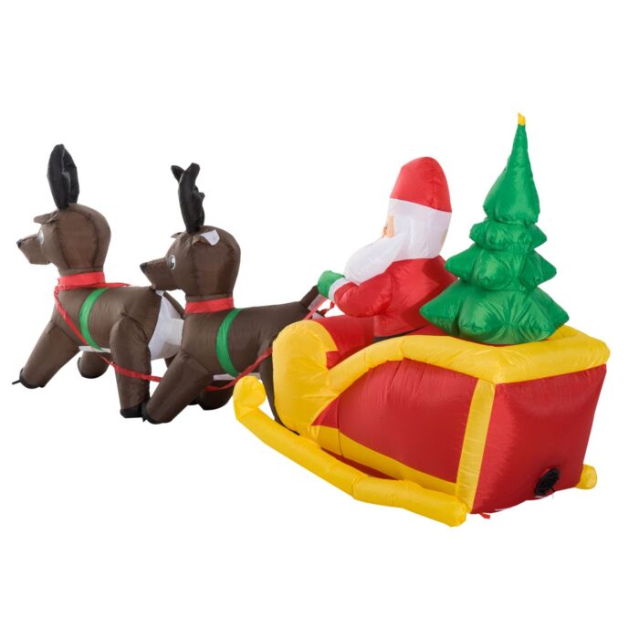 Homcom Inflatable Self-inflating Santa Sleigh Reindeer Christmas