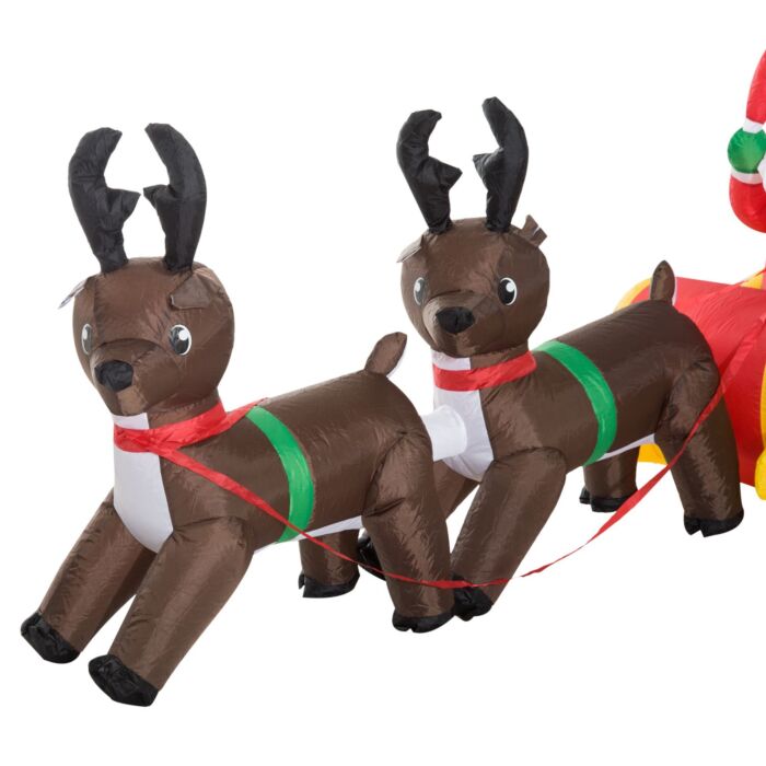 Homcom Inflatable Self-inflating Santa Sleigh Reindeer Christmas