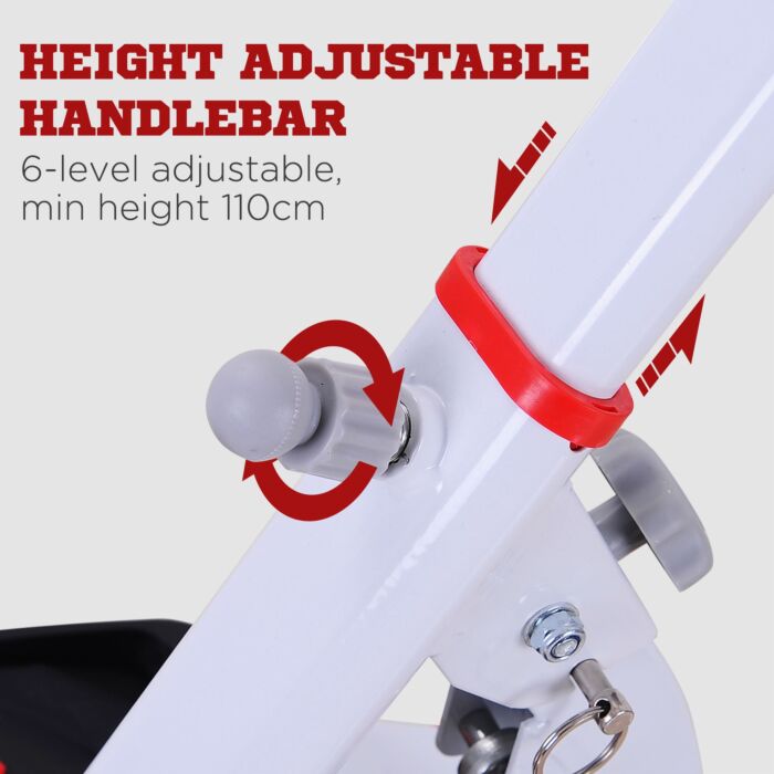 Homcom Foldable Stepper With Handle Hand Grip Workout Fitness Machine Sport Exercise Gym Bar Cardio Steel-white/red Spinning