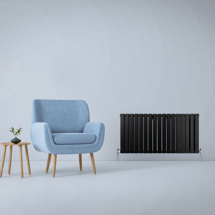 Designer Flat Panel Radiators Matt Black 600mm X 1190mm
