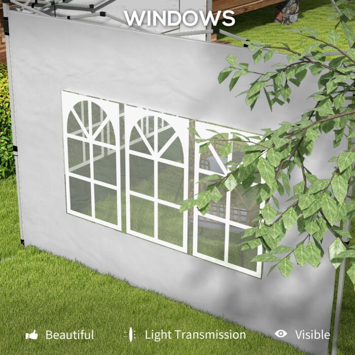 Outsunny Gazebo Side Panels, Sides Replacement With Window For 3x3(m) Or 3x4m Pop Up Gazebo, 2 Pack, Grey