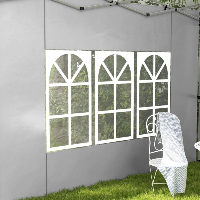 Outsunny Gazebo Side Panels, Sides Replacement With Window For 3x3(m) Or 3x4m Pop Up Gazebo, 2 Pack, Grey