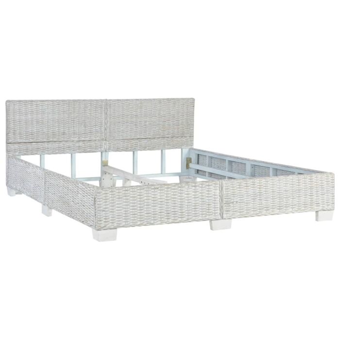 Vidaxl Bed Frame Grey Natural Rattan 160x200 Cm