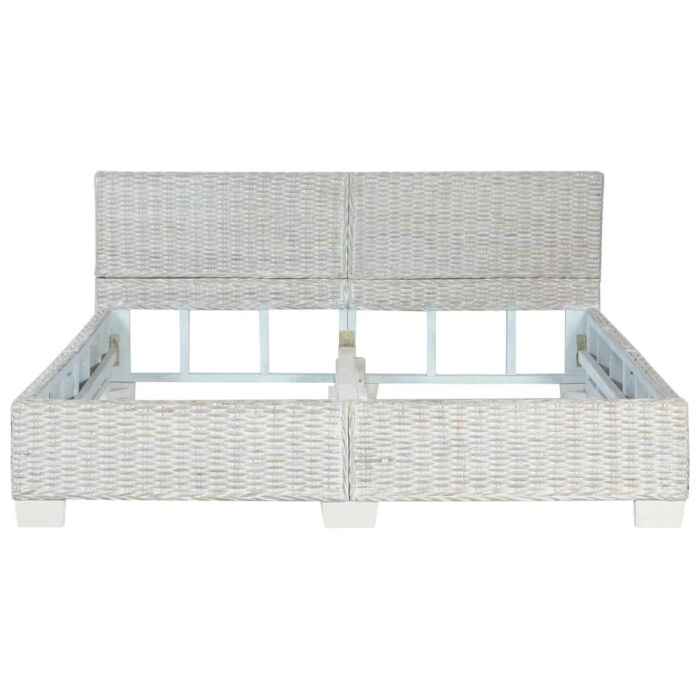 Vidaxl Bed Frame Grey Natural Rattan 160x200 Cm