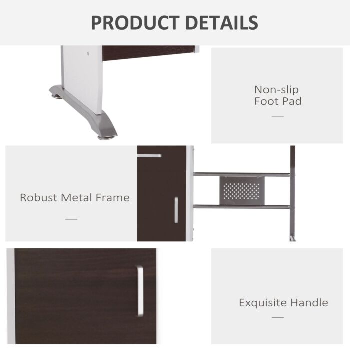 Homcom Computer Pc Desk With Sliding Keyboard Tray Storage Drawers And Host Box Shelf Home Office Workstation Gaming Study (black Walnut)