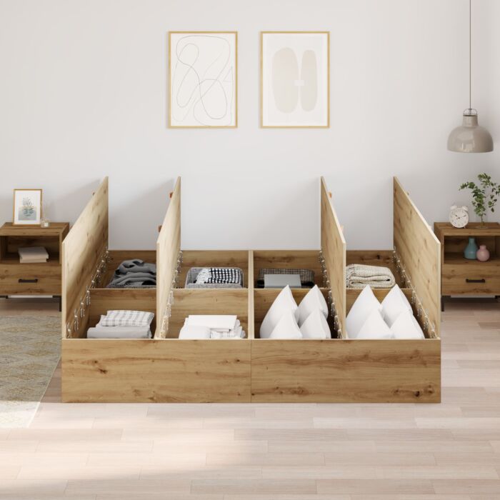 Vidaxl Storage Bed Frame Artisan Oak 200x200 Cm