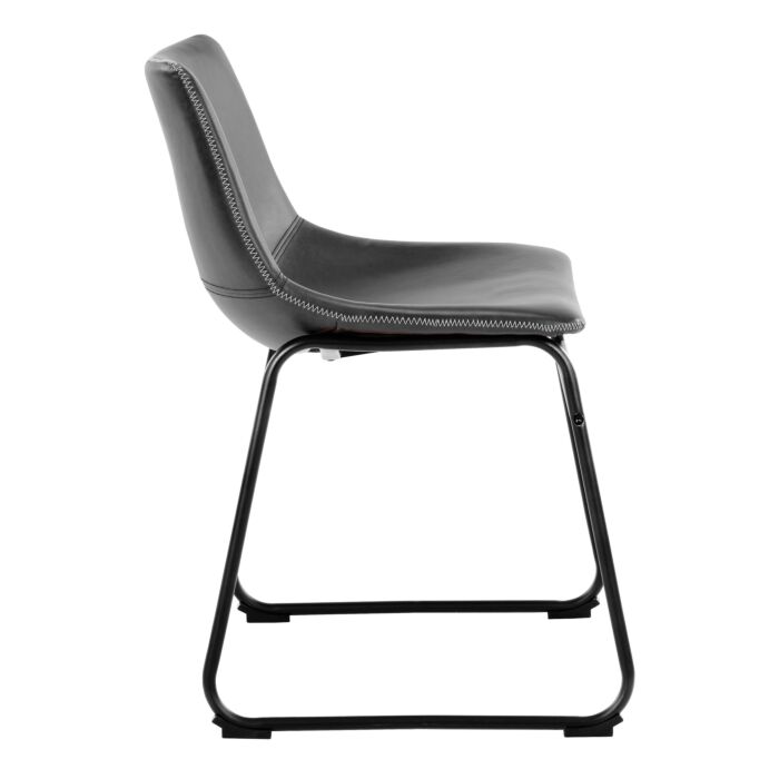 I_oregon Dining Chair In Black With Cream Stitching Set Of 2
