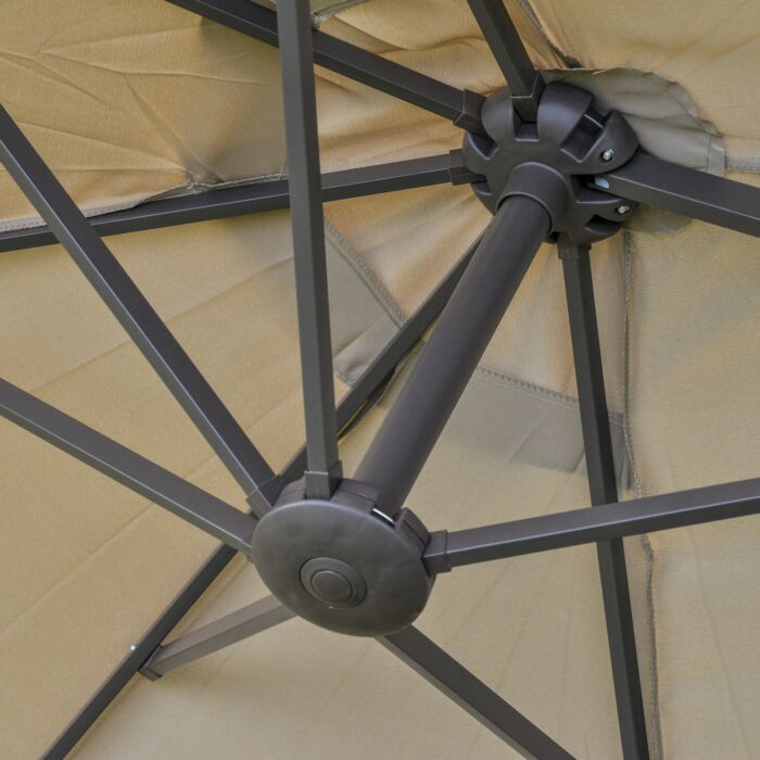 Outsunny 4.6m Garden Parasol Double-sided Sun Umbrella Patio Market Shelter Canopy Shade Outdoor With Cross Base – Khaki