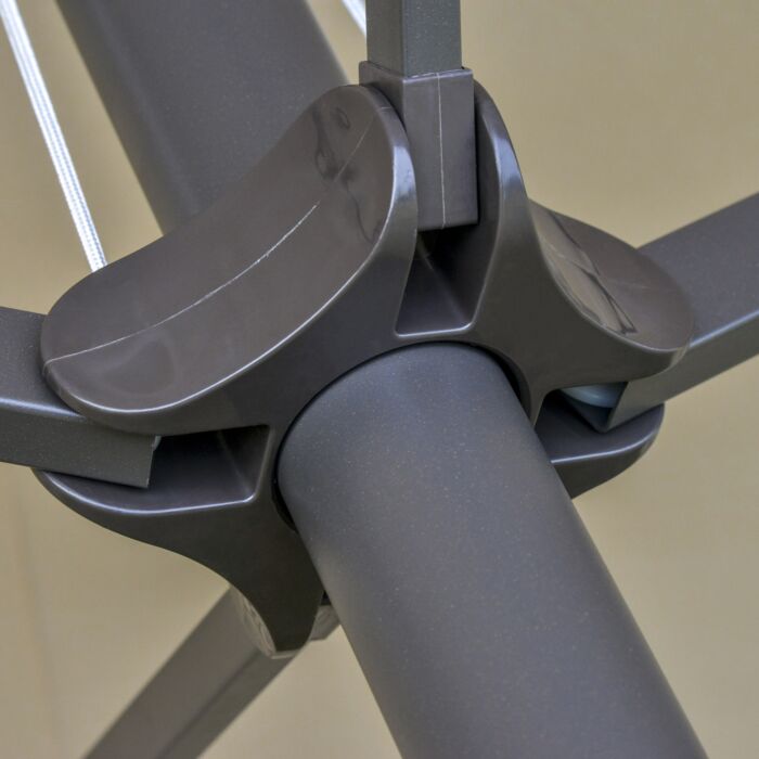 Outsunny 4.6m Garden Parasol Double-sided Sun Umbrella Patio Market Shelter Canopy Shade Outdoor With Cross Base – Khaki